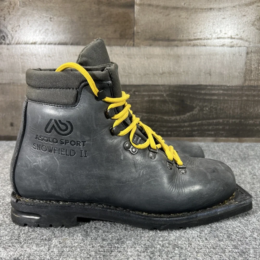 ASOLO Sport Snowfield II All-Leather Nordic Telemark 75mm 3-Pin Boots Men's 9 NM